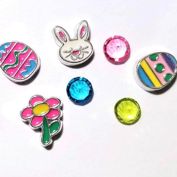 Easter Floating Charm Set Colorful Bunny Easter - Picture 2 of 3